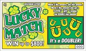 Lucky Match instant scratch ticket from Wisconsin Lottery - unscratched Lucky Match instant scratch ticket from Wisconsin Lottery - unscratched
