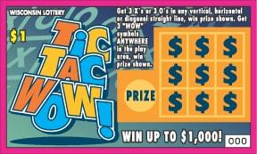 Tic Tac Wow instant scratch ticket from Wisconsin Lottery - unscratched Tic Tac Wow instant scratch ticket from Wisconsin Lottery - unscratched