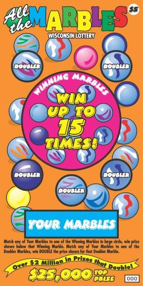 All the Marbles instant scratch ticket from Wisconsin Lottery - unscratched All the Marbles instant scratch ticket from Wisconsin Lottery - unscratched