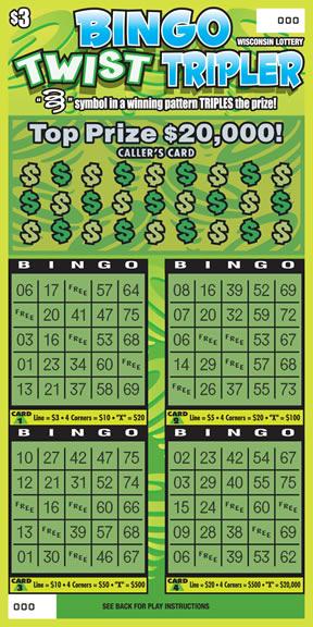 Bingo Twist Tripler instant scratch ticket from Wisconsin Lottery - unscratched