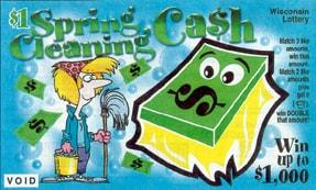 Spring Cleaning Cash instant scratch ticket from Wisconsin Lottery - unscratched Spring Cleaning Cash instant scratch ticket from Wisconsin Lottery - unscratched