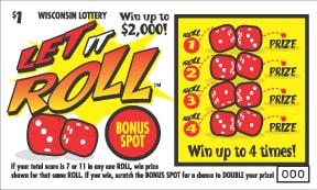 Let it Roll instant scratch ticket from Wisconsin Lottery - unscratched Let it Roll instant scratch ticket from Wisconsin Lottery - unscratched