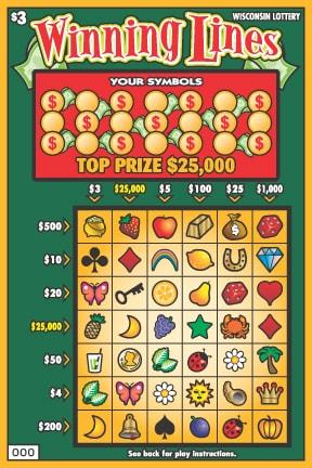Winning Lines instant scratch ticket from Wisconsin Lottery - unscratched Winning Lines instant scratch ticket from Wisconsin Lottery - unscratched
