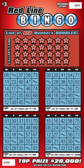 Red Line Bingo instant scratch ticket from Wisconsin Lottery - unscratched