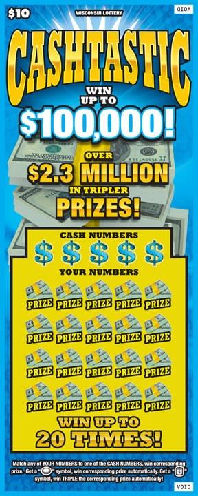 Cashtastic instant scratch ticket from Wisconsin Lottery - unscratched Cashtastic instant scratch ticket from Wisconsin Lottery - unscratched
