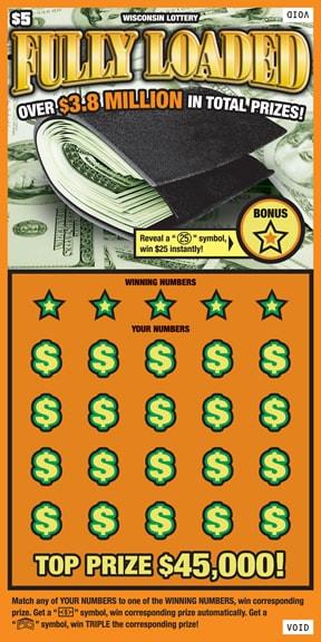 Fully Loaded instant scratch ticket from Wisconsin Lottery - unscratched Fully Loaded instant scratch ticket from Wisconsin Lottery - unscratched