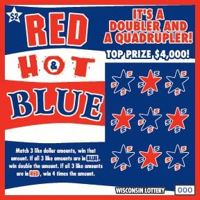 Red Hot and Blue instant scratch ticket from Wisconsin Lottery - unscratched Red Hot and Blue instant scratch ticket from Wisconsin Lottery - unscratched