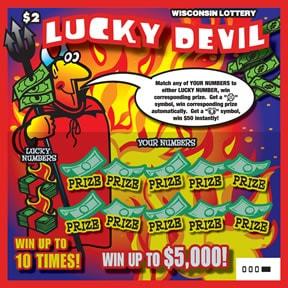 Lucky Devil instant scratch ticket from Wisconsin Lottery - unscratched Lucky Devil instant scratch ticket from Wisconsin Lottery - unscratched