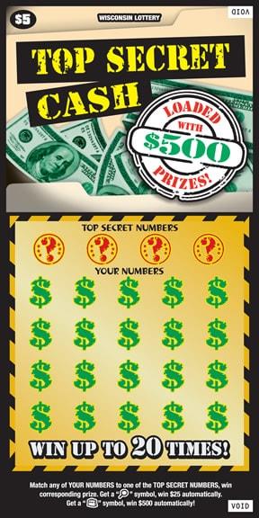 Top Secret Cash instant scratch ticket from Wisconsin Lottery - unscratched Top Secret Cash instant scratch ticket from Wisconsin Lottery - unscratched