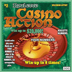 Casino Action instant scratch ticket from Wisconsin Lottery - unscratched Casino Action instant scratch ticket from Wisconsin Lottery - unscratched