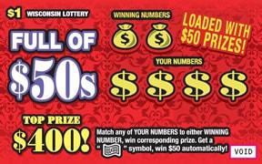 Full of $50s instant scratch ticket from Wisconsin Lottery - unscratched Full of $50s instant scratch ticket from Wisconsin Lottery - unscratched