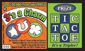 3's a Charm instant scratch ticket from Wisconsin Lottery - unscratched 3's a Charm instant scratch ticket from Wisconsin Lottery - unscratched