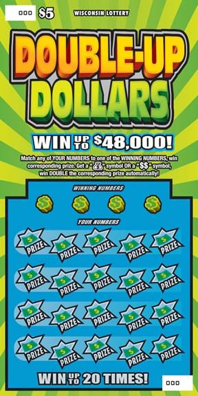 Double-Up Dollars instant scratch ticket from Wisconsin Lottery - unscratched Double-Up Dollars instant scratch ticket from Wisconsin Lottery - unscratched