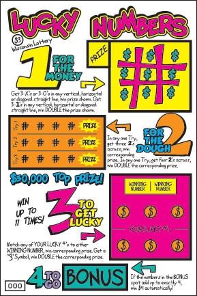 Lucky Numbers instant scratch ticket from Wisconsin Lottery - unscratched Lucky Numbers instant scratch ticket from Wisconsin Lottery - unscratched