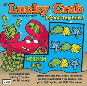 Lucky Crab instant scratch ticket from Wisconsin Lottery - unscratched Lucky Crab instant scratch ticket from Wisconsin Lottery - unscratched