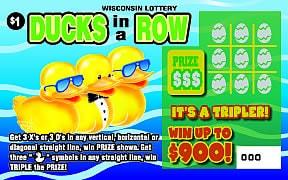 Ducks in a Row instant scratch ticket from Wisconsin Lottery - unscratched Ducks in a Row instant scratch ticket from Wisconsin Lottery - unscratched