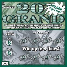 20 Grand instant scratch ticket from Wisconsin Lottery - unscratched