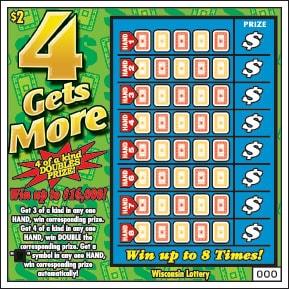 4 Gets More instant scratch ticket from Wisconsin Lottery - unscratched