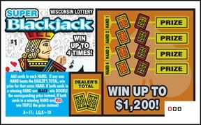 Super Blackjack instant scratch ticket from Wisconsin Lottery - unscratched