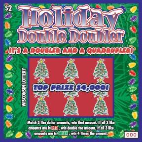 Holiday Double Doubler instant scratch ticket from Wisconsin Lottery - unscratched Holiday Double Doubler instant scratch ticket from Wisconsin Lottery - unscratched