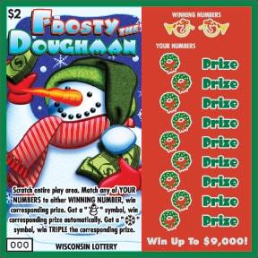 Frosty the Doughman instant scratch ticket from Wisconsin Lottery - unscratched Frosty the Doughman instant scratch ticket from Wisconsin Lottery - unscratched