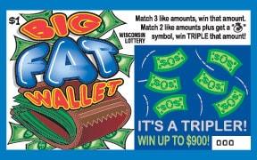 Big Fat Wallet instant scratch ticket from Wisconsin Lottery - unscratched