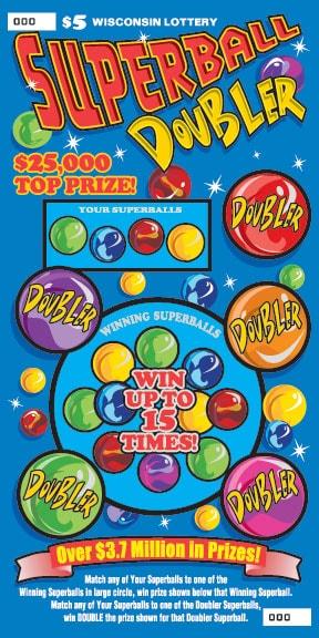 Superball Doubler instant scratch ticket from Wisconsin Lottery - unscratched