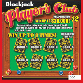 Player's Club Crossword instant scratch ticket from Wisconsin Lottery - unscratched Player's Club Crossword instant scratch ticket from Wisconsin Lottery - unscratched