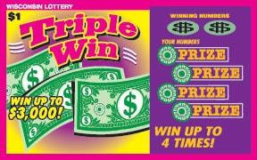 Triple Win instant scratch ticket from Wisconsin Lottery - unscratched Triple Win instant scratch ticket from Wisconsin Lottery - unscratched
