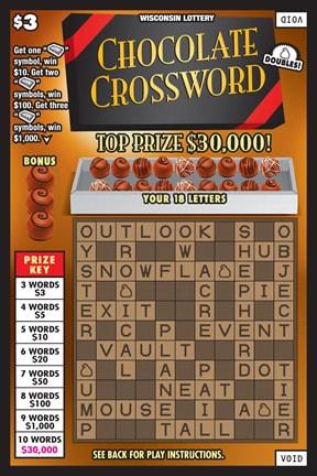 Chocolate Crossword instant scratch ticket from Wisconsin Lottery - unscratched Chocolate Crossword instant scratch ticket from Wisconsin Lottery - unscratched