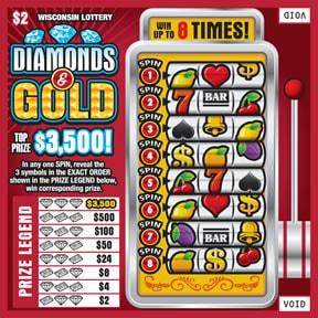 Diamonds and Gold instant scratch ticket from Wisconsin Lottery - unscratched Diamonds and Gold instant scratch ticket from Wisconsin Lottery - unscratched