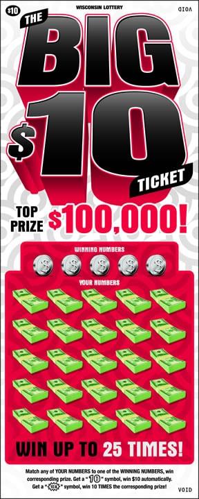 The Big $10 Ticket instant scratch ticket from Wisconsin Lottery - unscratched The Big $10 Ticket instant scratch ticket from Wisconsin Lottery - unscratched