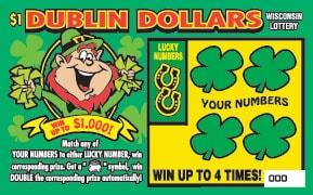 Dublin Dollars instant scratch ticket from Wisconsin Lottery - unscratched Dublin Dollars instant scratch ticket from Wisconsin Lottery - unscratched
