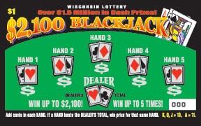 $2,100 Blackjack instant scratch ticket from Wisconsin Lottery - unscratched $2,100 Blackjack instant scratch ticket from Wisconsin Lottery - unscratched