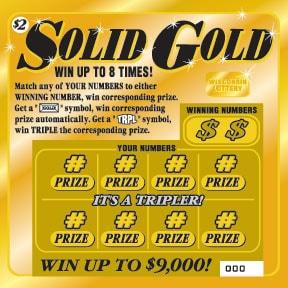 Solid Gold instant scratch ticket from Wisconsin Lottery - unscratched Solid Gold instant scratch ticket from Wisconsin Lottery - unscratched
