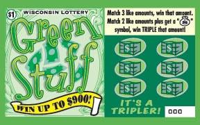 Green Stuff instant scratch ticket from Wisconsin Lottery - unscratched Green Stuff instant scratch ticket from Wisconsin Lottery - unscratched