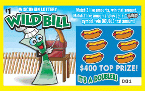 Wild Bill instant scratch ticket from Wisconsin Lottery - unscratched Wild Bill instant scratch ticket from Wisconsin Lottery - unscratched