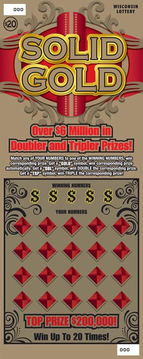 Solid Gold instant scratch ticket from Wisconsin Lottery - unscratched Solid Gold instant scratch ticket from Wisconsin Lottery - unscratched