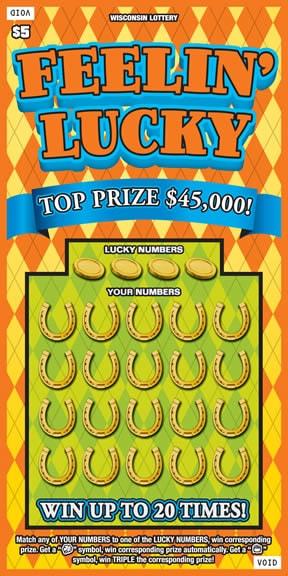 Feelin Lucky instant scratch ticket from Wisconsin Lottery - unscratched