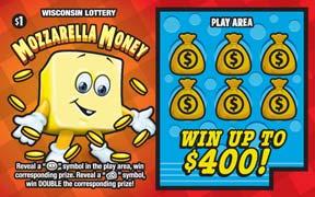 Mozarella Money instant scratch ticket from Wisconsin Lottery - unscratched
