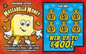 Mozzarella Money instant scratch ticket from Wisconsin Lottery - unscratched