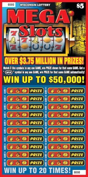 Mega Slots instant scratch ticket from Wisconsin Lottery - unscratched Mega Slots instant scratch ticket from Wisconsin Lottery - unscratched