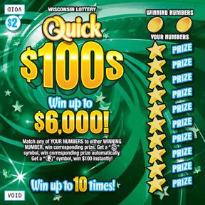 Quick $100s instant scratch ticket from Wisconsin Lottery - unscratched Quick $100s instant scratch ticket from Wisconsin Lottery - unscratched