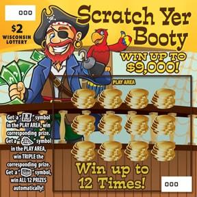 Scratch Yer Booty instant scratch ticket from Wisconsin Lottery - unscratched