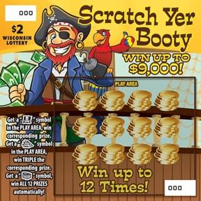 Scratch Yer Booty instant scratch ticket from Wisconsin Lottery - unscratched Scratch Yer Booty instant scratch ticket from Wisconsin Lottery - unscratched