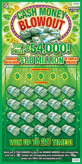 Cash Money Blowout instant scratch ticket from Wisconsin Lottery - unscratched Cash Money Blowout instant scratch ticket from Wisconsin Lottery - unscratched