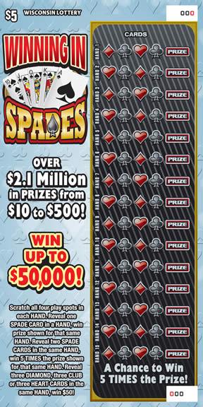 Winning in Spades instant scratch ticket from Wisconsin Lottery - unscratched Winning in Spades instant scratch ticket from Wisconsin Lottery - unscratched