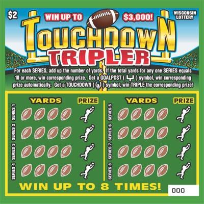 Touchdown Tripler instant scratch ticket from Wisconsin Lottery - unscratched