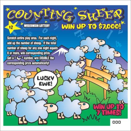 Counting Sheep instant scratch ticket from Wisconsin Lottery - unscratched Counting Sheep instant scratch ticket from Wisconsin Lottery - unscratched