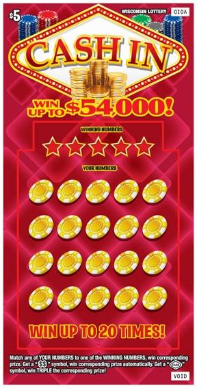 Cash In instant scratch ticket from Wisconsin Lottery - unscratched Cash In instant scratch ticket from Wisconsin Lottery - unscratched